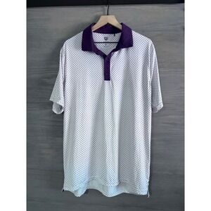 Graham Luxe Mens XL Golf Polo White Purple Dot All‎ Over Print
Short Sleeve